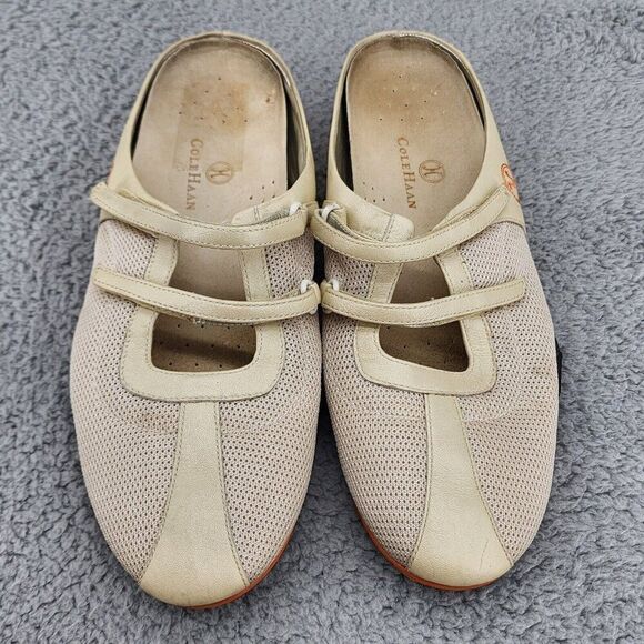 Vintage Cole Haan Womens Shoes Sz 9.5 B Tan Leather Slip On Mule Clogs Comfort - Picture 10 of 10